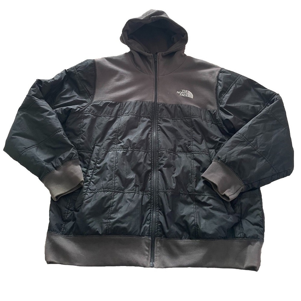 North Face Men's XL Black and Gray Double sided Puffer Jacket Reversible - Picture 1 of 11